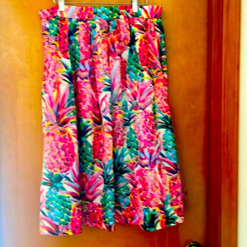J. Crew Tropical Print Midi Skirt Size 14
